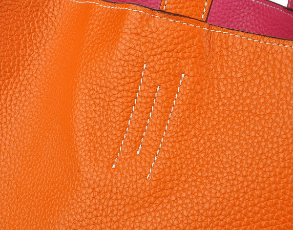 Best Hermes Reversible Leather Handbag Orange/Peach 519020